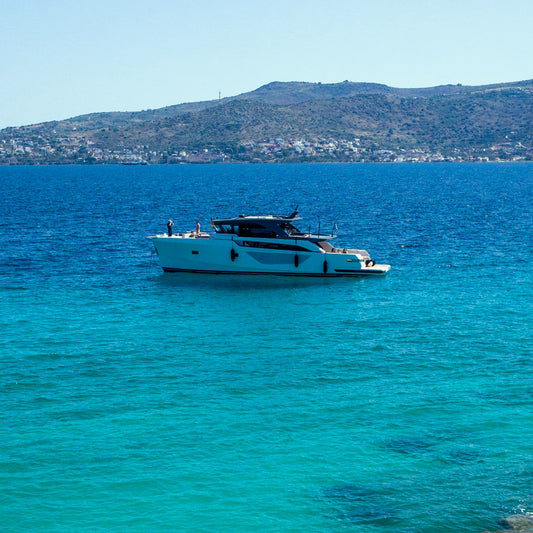 A yacht floating at sea in Greece